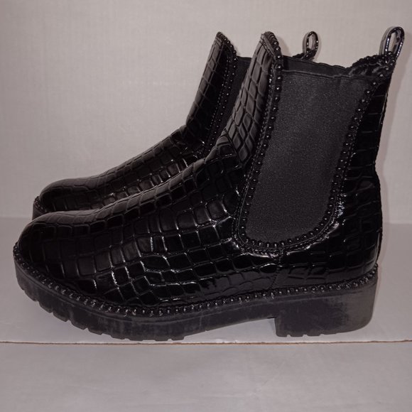 NO DOUBT PATENT LEATHER CROC PRINT BOOTS & HANDBAG - Picture 6 of 12